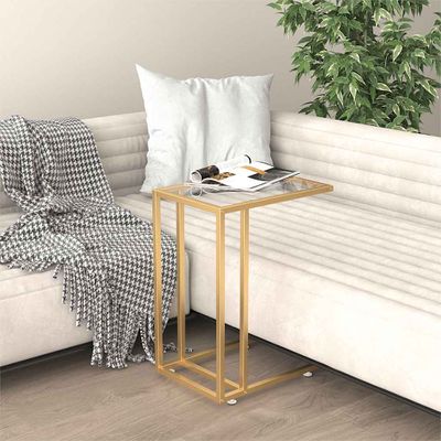 vidaXL Počítačový bočný stolík priehľadný 50x35x65 cm tvrdené sklo