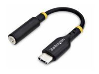 Adaptér USB-C/jack slúchadiel - USB-C s pinmi (male) do 4 pólový mini jack so zdierkami (female) - 12.7 cm - čierna