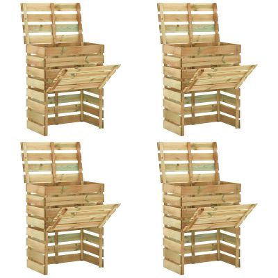 vidaXL Slatkový záhradný kompostér 4 pcs Zelená 110 x 58 x 113 cm