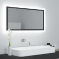 vidaXL LED kúpeľňové zrkadlo lesklé sivé 90x8,5x37 cm akryl