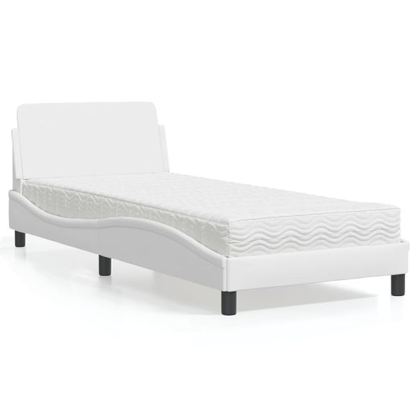 vidaXL Posteľ s matracom Dover biela 80x200 cm umelá koža
