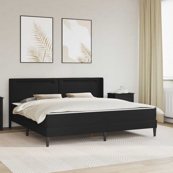 vidaXL Rám postele s LED pásikmi Čierna 180 x 200 cm Umelá koža