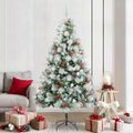 vidaXL Umelý vianočný stromček Zelená a biela 210 cm PVC, kov a plast