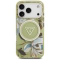 Guess IML Glitter Flowers Triangle MagSafe puzdro na iPhone 17 Pro Max zelené