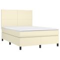 vidaXL Boxspring posteľ s matracom a LED krémová 140x190 cm umelá koža