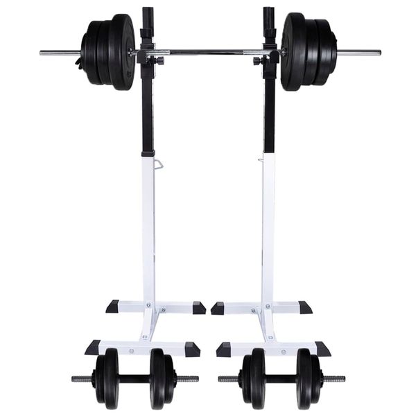 vidaXL Stojan na drepy so sadou činiek barbell a dumbbell 60,5 kg