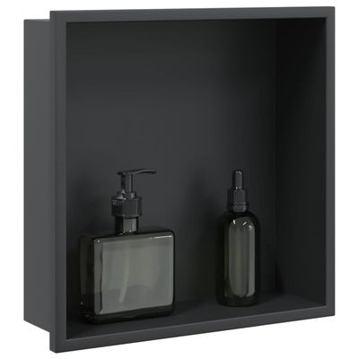 vidaXL Výklenok do sprchy matná čierna 32x32x9 cm nerezová oceľ