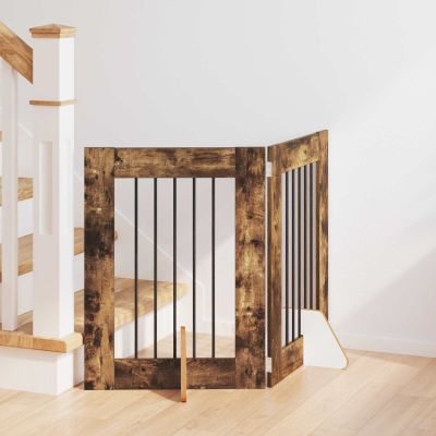 vidaXL Brána pre psov so stojanmi 2 pcs Dymový dub 60 x 60 cm