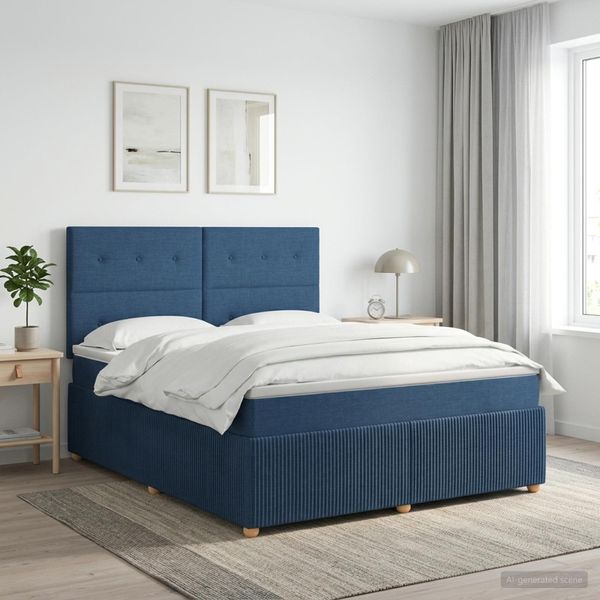 vidaXL Posteľ boxspring s matracom Modrá 160 x 200 cm Látka