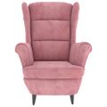 vidaXL Kreslo wingback s podnožkou ružové zamatové