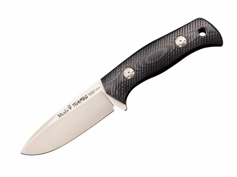 Muela Tuareg 10M odolný bushcraft nôž 10 cm, Cryo-T, čierno-modrá, Micarta, kožené puzdro
