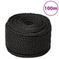 vidaXL Pracovné lano čierne 10 mm 100 m polypropylén