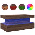vidaXL Konferenčný stolík s LED osvetlením hnedý dub 90x50x40 cm