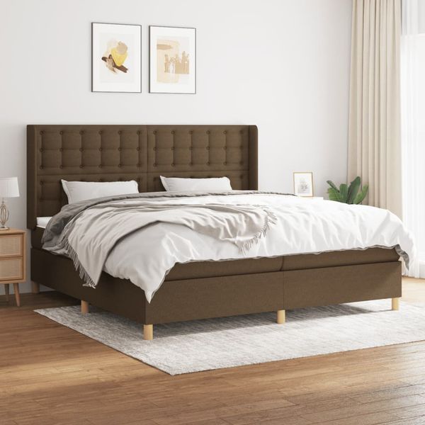 vidaXL Boxspring posteľ s matracom tmavohnedá 200x200 cm látka