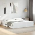 vidaXL Posteľný rám so zásuvkami biely 200x200 cm kompozitné drevo