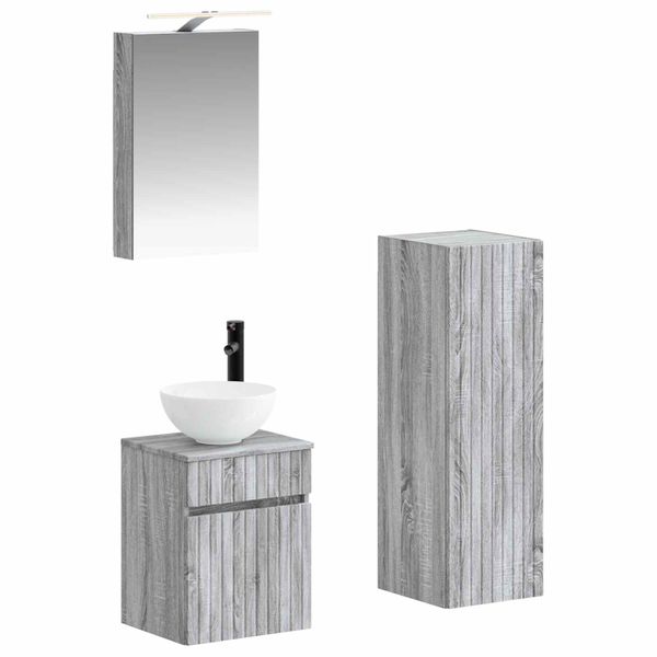 vidaXL Sada kúpeľňového nábytku 4 pcs Sivý Sonoma