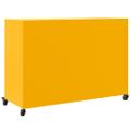 vidaXL Komoda horčicovožltá 100,5x39x7 cm oceľ