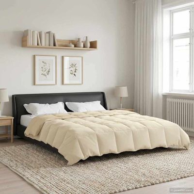 vidaXL Letná prikrývka Šnurovaný Krémová 200 x 220 cm Mikrovlákno