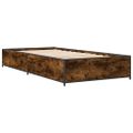 vidaXL Posteľný rám dymový dub 90x200 cm kompozitné drevo a kov