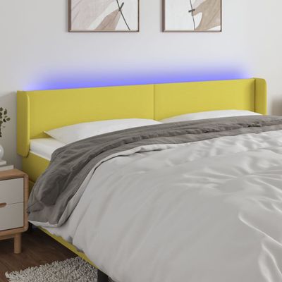 vidaXL Čelo postele s LED zelené 163x16x78/88 cm látka