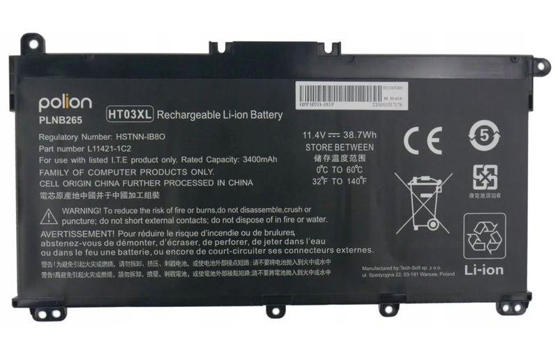 TRX baterie Polion HT03XL/ 11.4V/ 3400 mAh/ Li-Pol/ HSTNN-LB8M L11421-545 pro HP 240 G7 245 G7 250 G7 255/ neoriginální