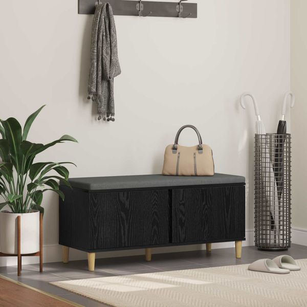 vidaXL Predsieňová lavica s vankúšom Čierny Dub 100 x 38 x 46 cm