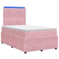 vidaXL LED boxspring posteľ s matracom Ružová 120 x 190 cm Zamat