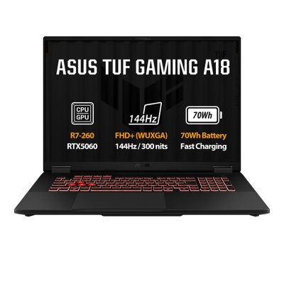 ASUS TUF Gaming A18/FA808UM-S8132WZ/R7-260/18''/WUXGA/16GB/512GB/RTX 5060/W11H/Gray/2R