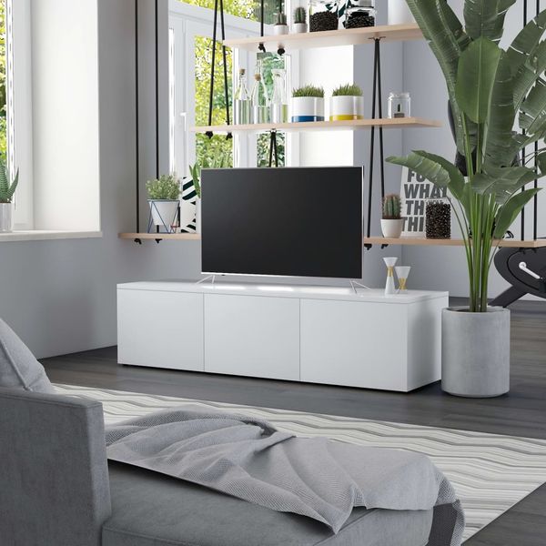 vidaXL TV skrinka, biela 120x34x30 cm, drevotrieska