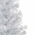 vidaXL Osvetlený umelý vianočný stromček s guľami strieborný 150cm PET