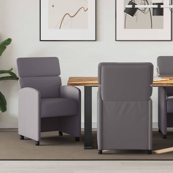 vidaXL Jedálenské stoličky na kolieskach 2 pcs Sivá 58 x 65 x 98 cm