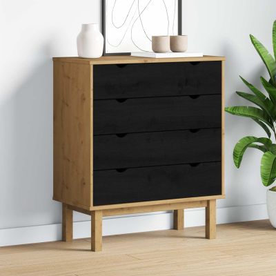 vidaXL Příborník OTTA Čierna 76,5 x 39,5 x 90 cm Borovicový masív
