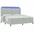 vidaXL Posteľ s pružinovým rámom s LED Svetlosivá 200 x 200 cm Zamat