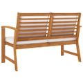 vidaXL Záhradná lavička s krémovými vankúšmi 120 cm akáciový masív