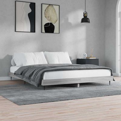 vidaXL Posteľný rám sivý dub sonoma 140x200 cm kompozitné drevo