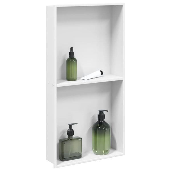 vidaXL Výklenok do sprchy matná biela 32x62x9 cm nerezová oceľ