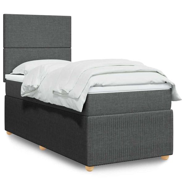 vidaXL Boxspring posteľ s matracom tmavosivá 100x200 cm látka