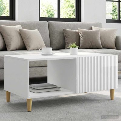 vidaXL Konferenčný stolík Biela s vysokým leskom 90 x 50 x 40 cm