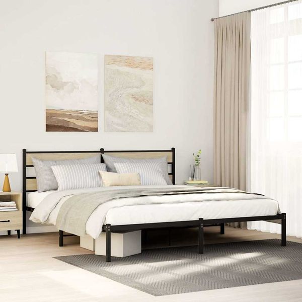 vidaXL Kovový posteľný rám bez matraca dub sonoma 183x213 cm
