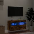 vidaXL TV nástenná skrinka s LED svetlami dymový dub 80x30x40 cm
