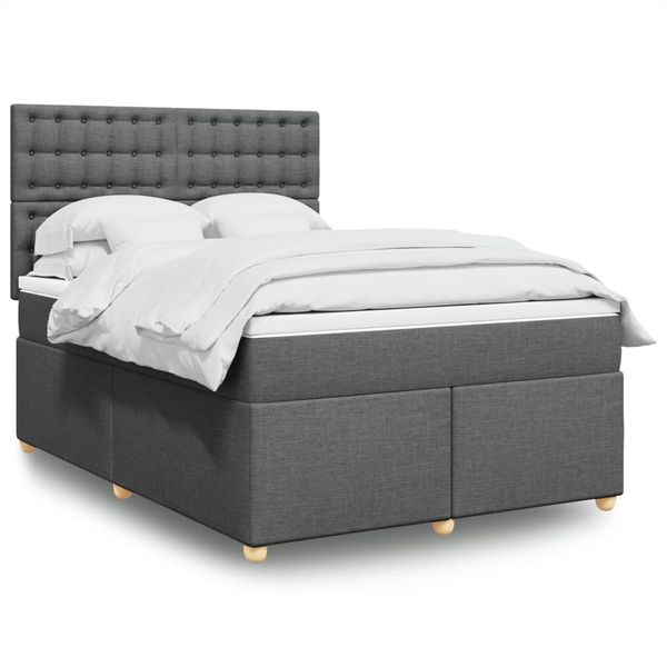 vidaXL Boxspring posteľ s matracom tmavosivá 140x200 cm látka