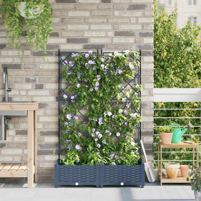 vidaXL Záhradný kvetináč 2 ks Sivá 80 x 40 x 125,5 cm PP
