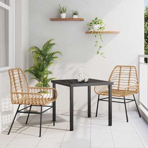 vidaXL Záhradný jedálenský set 3 pcs Hnedá polyratan