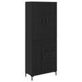 vidaXL Highboard Čierny dub 69,5 x 34 x 180 cm Kompozitné drevo