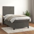 vidaXL Posteľný rám boxspring s matracom tmavosivý 90x200 cm zamat