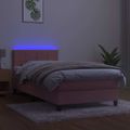 vidaXL Posteľný rám boxsping s matracom a LED ružový 100x200 cm zamat