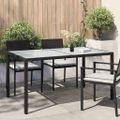vidaXL Záhradný stôl 150x90x75 cm tvrdené sklo a polyratan čierny