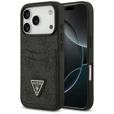 Guess 4G Double Card Triangle puzdro pre iPhone 17 Pro čierne