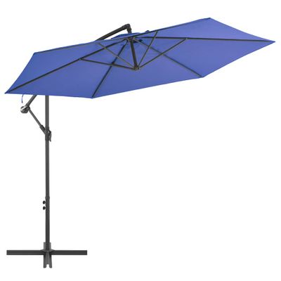 vidaXL Závesný záhradný slnečník, hliníková tyč 300 cm, modrý