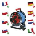 Prodlužovací kabel EMOS P08525W na bubne 25 m / 4 zásuvky / modrý / PVC / 230 V / 1,5 mm2